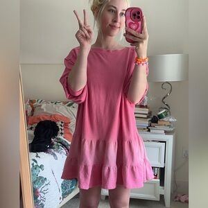 Free People Pink Ombré Ruffle Dress